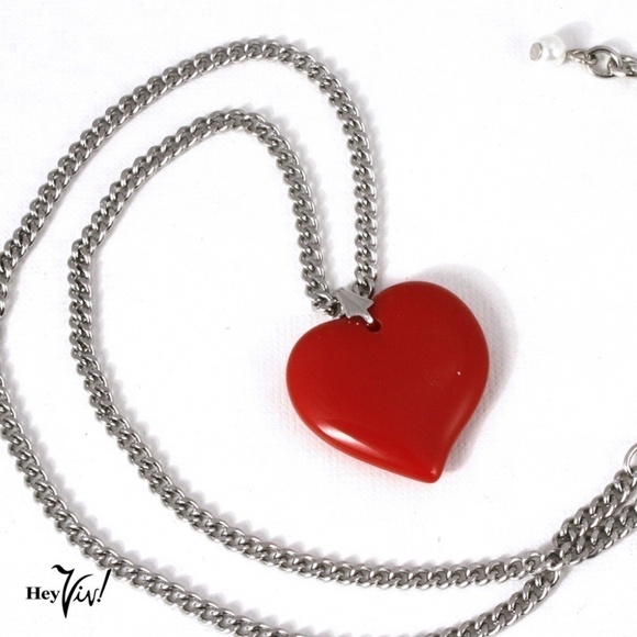 Red Heart Pendant Necklace by Hey Dollface! - Picture 2 of 4